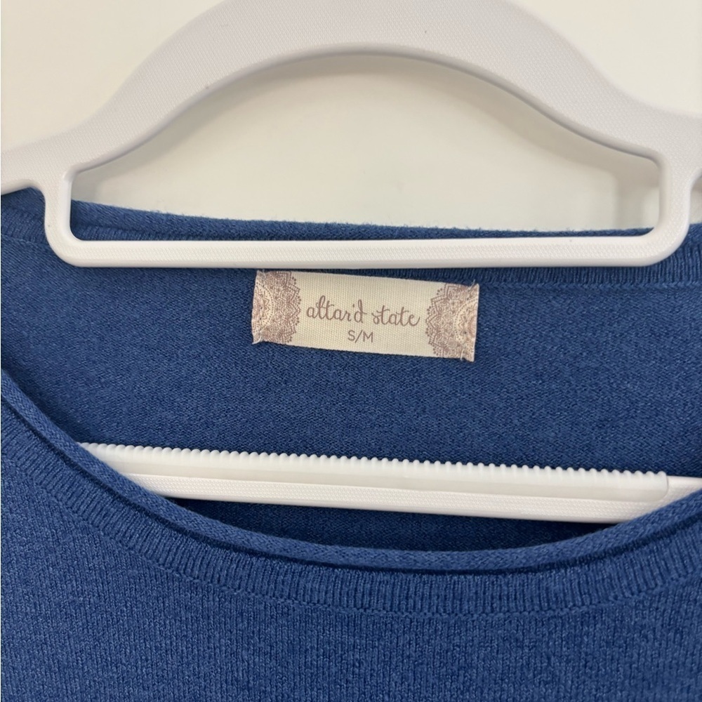 Altar’d State Blue Oversized Sweater with Pocket - Picture 3 of 7
